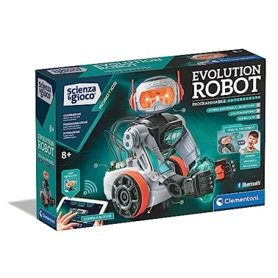 Bild av Clementoni Vetenskap Robotics Evolution 2.0 Robot att bygga och programmera, Fjärrstyrd, Robotic Laboratory, STEM, Coding, Scientific Game 8 År, Färg Vit eller Svart, 19305