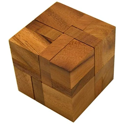 Bild av LOGOPLAY 6 stycken i en kub 3D pussel tankespel pusselspel tålamodspel logikspel av trä