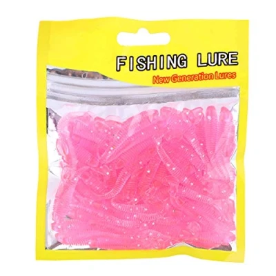 Bild av fiskebete maskar och larver, maskbete fisk, stålledare, 50 stycken mjuk set, 5 cm plast T tail grub mask bete fisk sele tillbehör 9