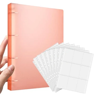 Bild av Samlarkortalbum 900 fickor, samlarkortsfodral samlarkortstillbehör, 50 sidor dubbelsidig 9 ficka, transparent kortfolie samlaralbum spel fotokortbindare (röd)