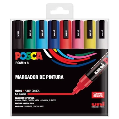 Bild av UNI Posca Set PC 5M Basic Pack 8 pennor