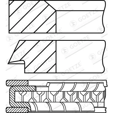 Bild av GOETZE ENGINE 08 334400 10 Jeu De Segments Pistons 88 RENAULT: 21 Berline, R21 5 portes, 25 3/5 PEUGEOT: 505 Break