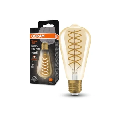 Bild av OSRAM Vintage 1906® Classic Edison FIL 60 LED lamp, E27, dimmable, shape, gold, 8.8W, 806lm, 2400K, reduced warm white light, low energy consumption, long life