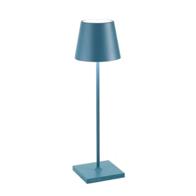 Bild av Zafferano, Poldina Pro Lampa, Uppladdningsbar Sladdlös Bordslampa med Touchkontroller, Även Användbar som Utomhuslampa, Dimmer, 2200 3000 K,Höjd 38 CM, Färg Avio Blå