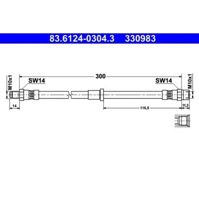 Bild av ATE 83.6124 0304.3 Flexible De Frein 300 M10x1 VOLVO: S60 I, V70 2