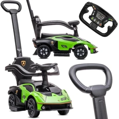 Bild av Glidbil skjutbar bil med skjutstång från 1 år tryckstång, barnbil, Essenza SCV12, Aauto Kinder (Grön)