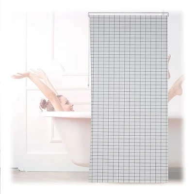 Bild av Relaxdays Duschgardin, halvtransparent PVC badgardin, badkar och dusch, 120 x 240 cm, vattenavvisande, vit/svart