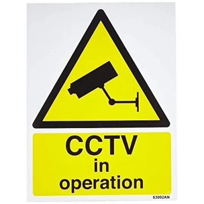 Bild av VSafety 63002AN S &quot;CCTV In Operation&quot; varning allmän skylt, självhäftande, porträtt, 150 mm x 200 mm, svart/gul