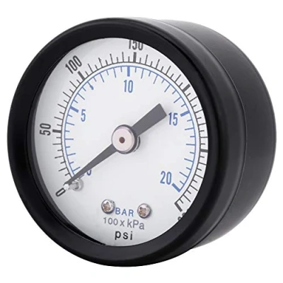Bild av Candeon 1/8 tum BSPT tryckmätare kompressor, 0 20 bar/0300 psi manometer mekanisk dubbelskala kompressor för luft, olja, vatten, bränsle