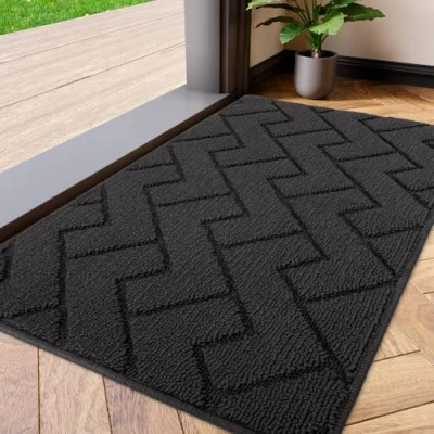 Bild av Biscpro Dörrmattor Innergård 50 x 80 cm, Halkfri Dörrmatta, Smutsavvisande Halkfri, Vattentät, Tvättbar utomhus för Ytterdörr, Uteplats, Trädgård Dark gray