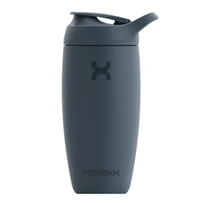 Bild av Promixx Pursuit Shaker Bottle ny utgåva isolerad vattenflaska i rostfritt stål och blandningskopp, 550 ml, midnattsblå