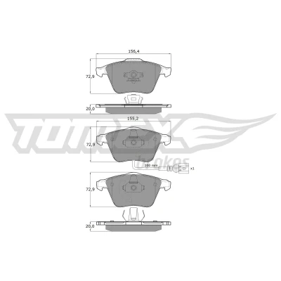 Bild av TOMEX Brakes Bromsbeläggssats, skivbroms TX 17 11 AUDI [A3]; SEAT [LEON]; SKODA [SUPERB]; VW [CC, EOS, GOLF, PASSAT]