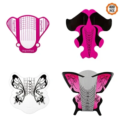 Bild av Jubaopen 400st rullpapper Gel Nails Builder Nagelpapper Professionell Nail Extension Paper Passion Art Papers i form av en fjäril Röd 4 modell