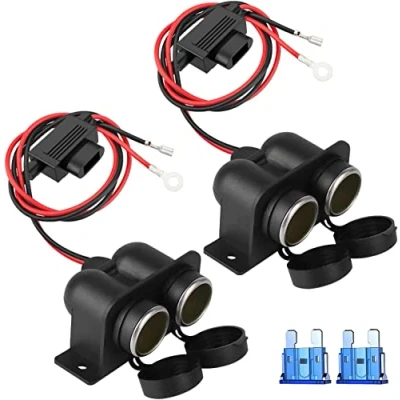 Bild av Cigarettändare socket, 12 V/24 V cigarettändaruttag för motorcykel ATV RV lastbil med 60 cm förlängning och säkring (modell 2022 (2 stycken)