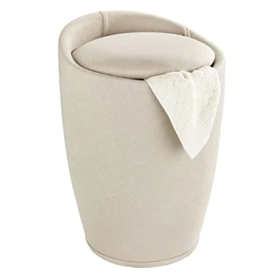 Bild av Wenko Badrumspall godis med linne look i beige, polyester, 36 x 50,5 cm