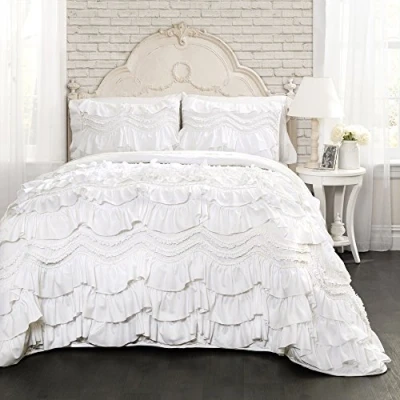 Bild av Lush Decor Kemmy quiltade sängkläder set, 3 delar, för queen size sängar, vit