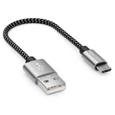 Bild av deleyCON 0,15m USB Mikrokabel av Nylon Laddningskabel Datakabel Metallkontakt Ladddnings &amp; Synkroniserings Handy Smartphone Platta Navigationsenhet