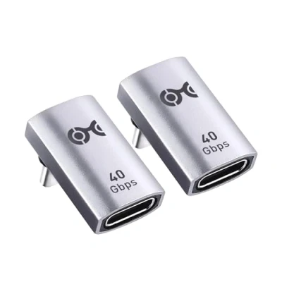 Bild av Cable Matters 2 pack 40 Gbps rät vinkel USB C adapter med 240 W PD (90 graders adapter) i svart Thunderbolt 4, 3, 4 port kompatibel iPhone 15, iPad Pro, Steam Deck