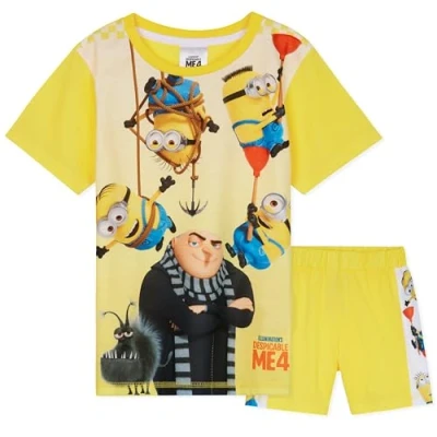 Bild av MINIONS Short Pyjamas för pojkar, 2 delad Summer Set Present pojkar (gul/flerfärgad, 4 5 år)