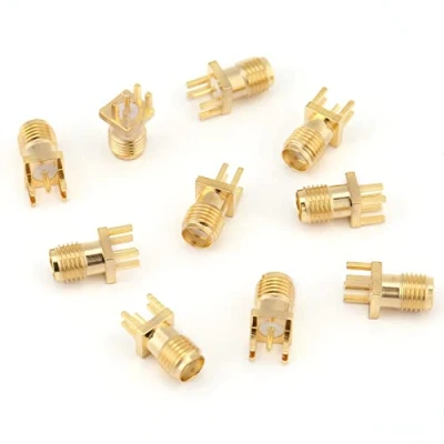 Bild av FTVOGUE 10 Stycken Mässing Guldplätering SMA Uttag Ände Launch50 Ohm HF Kontakt PCB Clip Kantmontering Adapter
