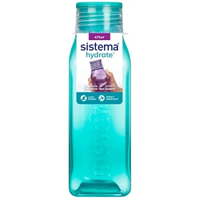 Bild av Sistema Square vattenflaska 475 ml läckagesäker för barn BPA fri blandade färger (Inte valbar) 1 antal