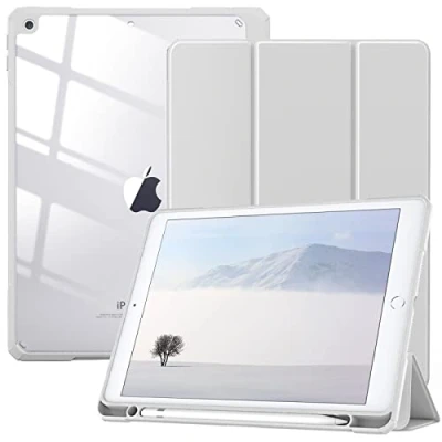 Bild av TiMOVO Fodral kompatibelt med ny iPad 9th Generation 2021, 8th 2020, 7th 10,2 tum 2019, skyddsfodral pennhållare, automatisk väckarklocka, ljusgrå