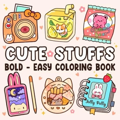 Bild av Cute Stuffs: Adorable Coloring Book for Adults and Kids with Simple Big Designs Relaxation Featuring Super Items, Things More Bold Easy