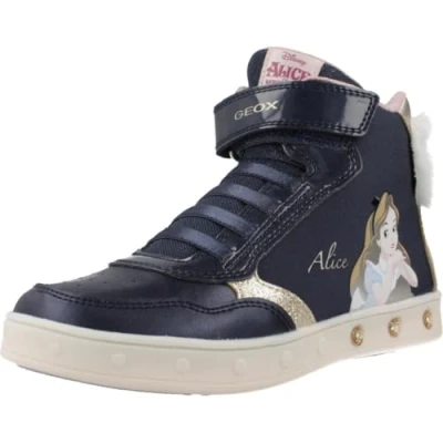 Bild av Geox Skylin GIRL Light UP Höga sneakers för barn, Storlek: 34, Navy/platinum Skinnimitation/textil