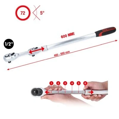 Bild av KS TOOLS 914.1205 Cliquet 72 12,5 (1/2&quot;)mm (pouces) Acier chrome vanadium