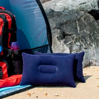 Bild av TRIXES Marinblå mjuk uppblåsbar camping resekudde kudde kompakt luftblås upp för strand solstol solbad vandring tillbehör resor
