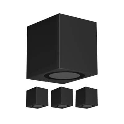 Bild av ledscom.de 4 st. vägglampa ALSE för utomhusbruk, IP54, downlight, svart matt, kantig, 1x GU10 max. 35W