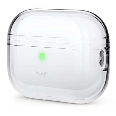 Bild av Elago kompatibel med AirPods Pro 2:a generationen fodral klart skydd 2 fodral, skyddande stötsäker, trådlös laddning, minskad gulning [Transparent