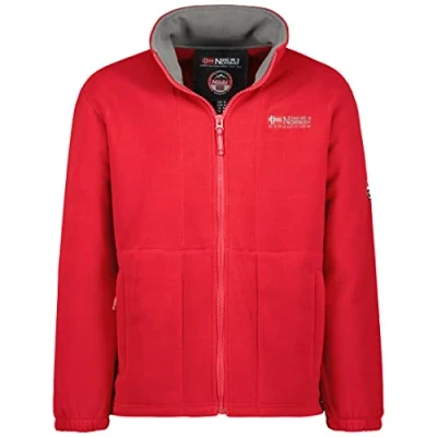 Bild av Geographical Norway Torleon herr tjock fleece varm dragkedja för män och mjuk vinterjacka långärmad fodrad tröja idealisk höst vinter (mörkröd Mörkgrå 2XL), röd, XXL