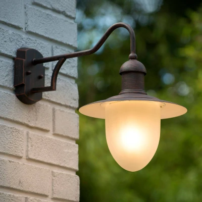 Bild av Lucide Utomhusvägglampa Aruba, Ø 25 cm, rostbrun