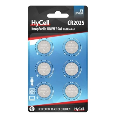 Bild av HyCell 6 x CR2025 batteri litium knappcell 3 V, högkvalitativa knappbatterier/perfekt för bilnyckel TAN enhet miniräknare barnleksaker fjärrkontroll klockor etc.