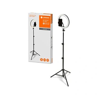Bild av LEDVANCE LED Ringljus med stativ 2100mm USB anslutning, 120 lysdioder dimbara, 3000 5800k, 10W 400 500 Lm, 190mm , för mobiltelefon, smink, fotografering Bluetooth fjärrkontroll