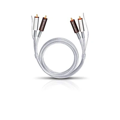 Bild av Oehlbach Silver Express Plus 50,Skivspelare Phono Audio RCA Kabel Set,Extra Jordad Kabel, Spofc &amp; 2 Vägs Avskärmning,50 cm,Silver