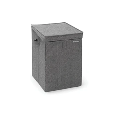 Bild av Brabantia Wäschesack Quick Drop Öffnung Robuste Textilsack Platzsparend Der Deckel lässt sich zu Griffen ausklappen Einfache Entleerung, Grey, 35L