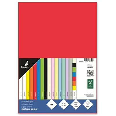 Bild av kangaro Tonpapper rött DIN A4 120 g/m² FSC mix 100 pack brevpapper pysselpapper gör det själv K 0043F075 29,7 x 21 1,5