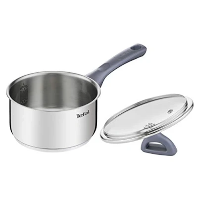 Bild av Tefal Daily Cook gryta i rostfritt stål med förstärkt botten, lämplig för alla typer av spisar, inklusive induktion, hög ledningsförmåga och robusthet, 18 cm 2,1 l återvunnet material
