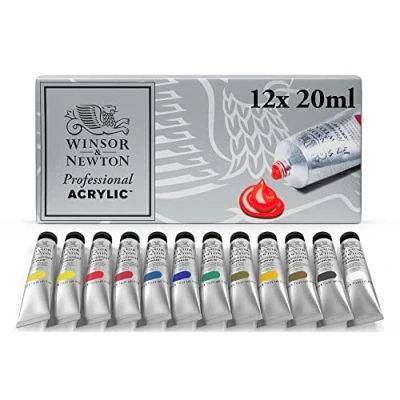 Bild av Winsor &amp; Newton 2390402 professionell akrylfärg färgset 12 färger i 20 ml tuber