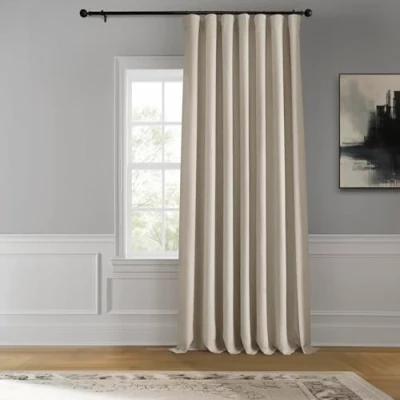 Bild av HPD Halvt pris draperier BOCH LN DW P extra brett mörkläggningsgardin i linne (1 panel) 100 x 84 cm, LN1856 DW, björk