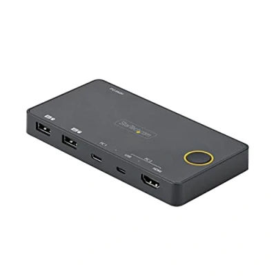 Bild av StarTech.com SV221HUC4K 2 Port Hybrid USB A + HDMI &amp; C KVM Switch Enkel 4K 60Hz 2.0 skärm bussdriven Thunderbolt 3 kompatibel, svart