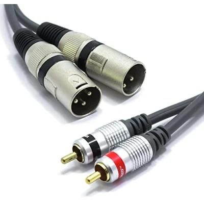 Bild av VITALCO 2 x XLR kontakt till RCA stereokabel 1,5 m mikrofonkabel 3 polig chinch adapter