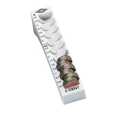 Bild av Wedo 160700537 myntrille (0,05 euro, 5 cent, plast för 90 mynt med markeringar 18 x 4,5 3,4 cm) ljusgrå