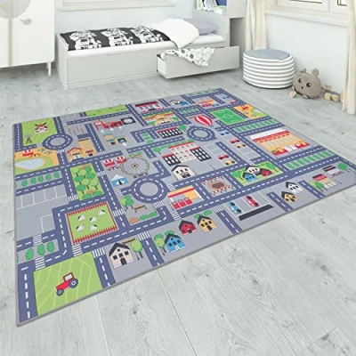 Bild av Matta Barnrum Grå Barnmatta Lekmatta Gatumatta Flickor Pojkar, Storlek:200x290 cm, Färg:Grå 2