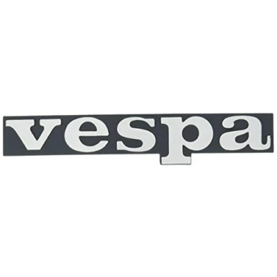 Bild av Emblem/text&quot;vespa&quot; svart bakgrund för benskylt 2 pins 120 x 18 mm hålavstånd 60