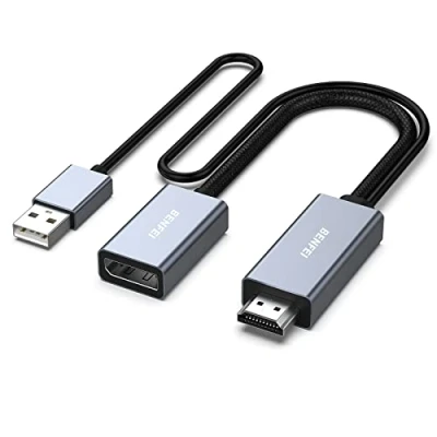 Bild av BENFEI HDMI till DisplayPort adapter, källa skärm kompatibel med PC grafikkort bärbar dator PS5 Xbox One (360) stöder 4K @60Hz 2K@144Hz 1080P@165Hz
