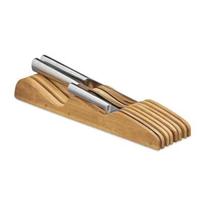 Bild av Relaxdays 10020296_58 Knivblock, Bambu, Brun, 5 x 9.5 40 cm