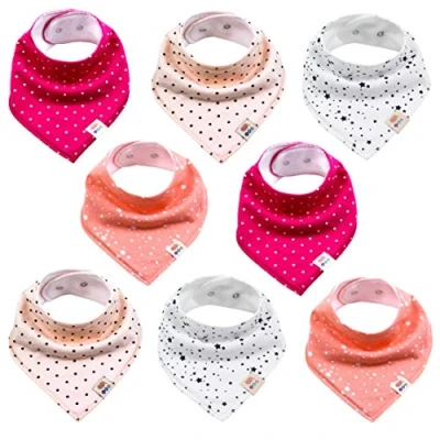 Bild av Baby triangulära dukar 8 stycken halsduk söt unisex av bomull med justerbara tryckknappar dregelduk haklapp för småbarn pojkar och flickor, set Einheitsgröße (8er Pack)
